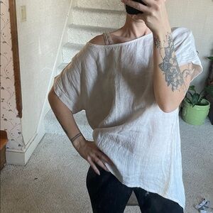 Terzo Millennio Women's White Cream Linen Tunic Top